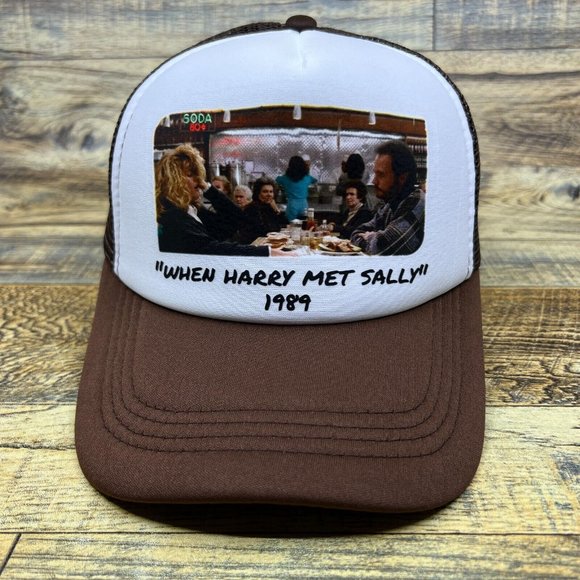 When Harry Met Sally Mens Trucker Hat Brown Snapback Nora Ephron 1989 Rom Com - Picture 2 of 8